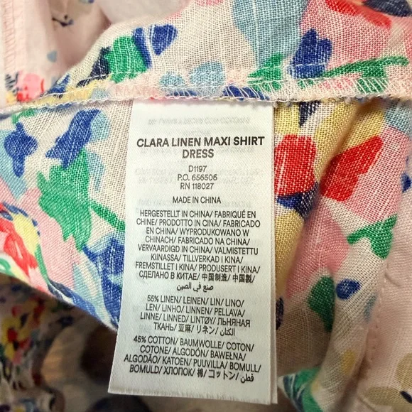 Boden Clara Linen Maxi Shirt Dress Cluster Floral Print Sz 8 Boho Chic Spring - Picture 9 of 16